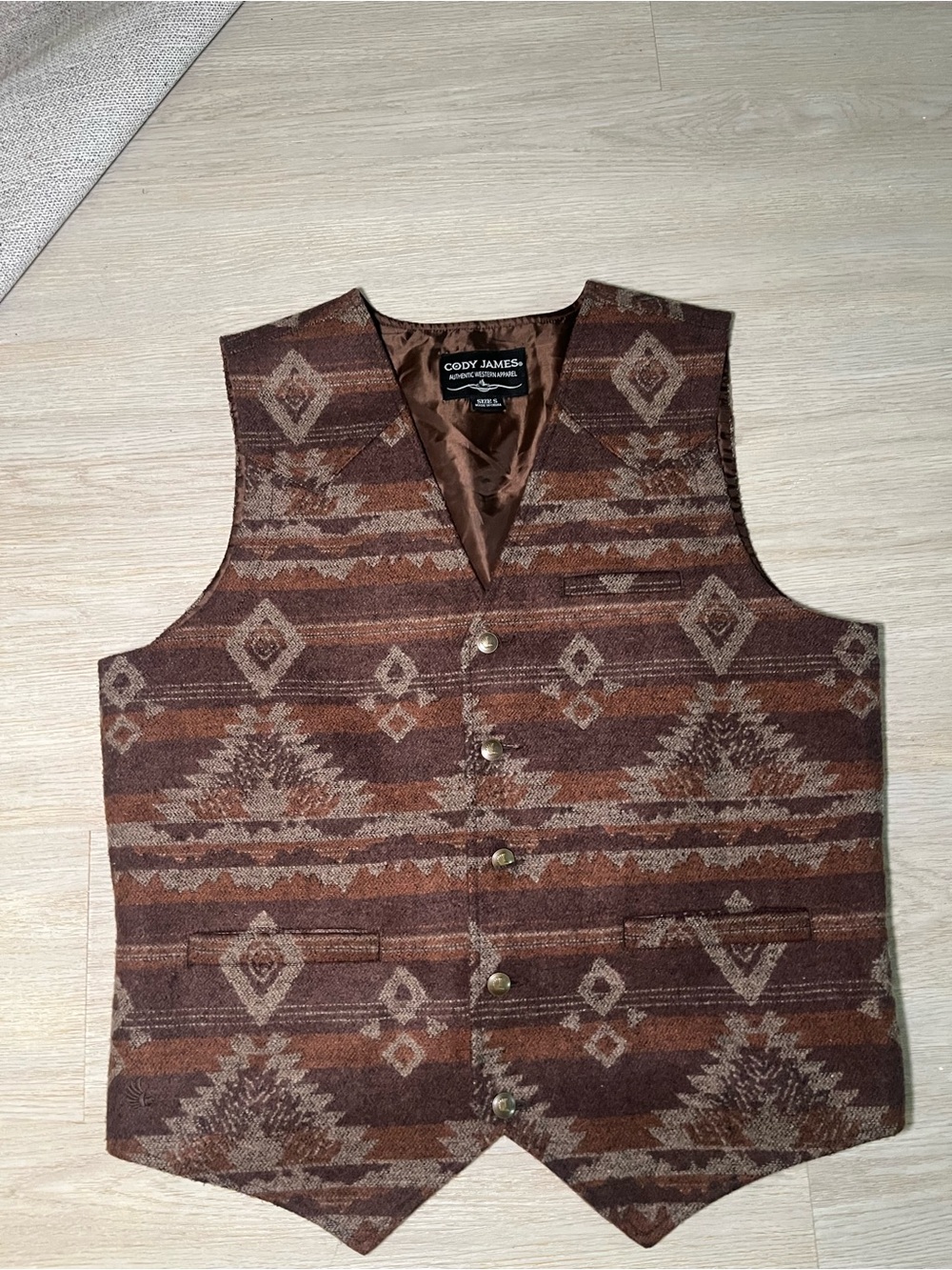 Cody James Brown Western Patterned Men's Vest Small
